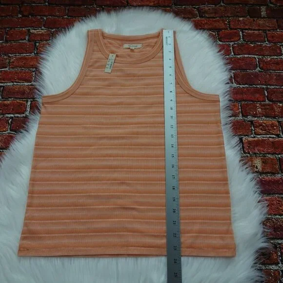 Madewell Tank Top Ribbed Westville Sweet Tulip Stripes Size L - Picture 6 of 8